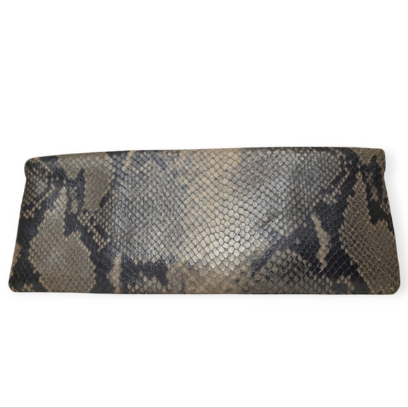 CLUB MONACO Leather Snakeskin Envelope Clutch Jewel Embellished Bag Y2K Glam - Picture 3 of 9